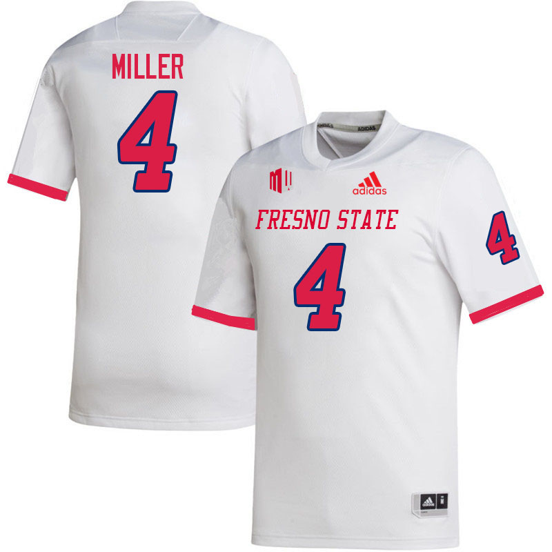 Men #4 RL Miller Fresno State Bulldogs College Football Jerseys Stitched Sale-White - Click Image to Close